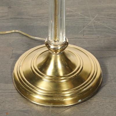 Art Deco Fluted Glass Brass Floor Lamp