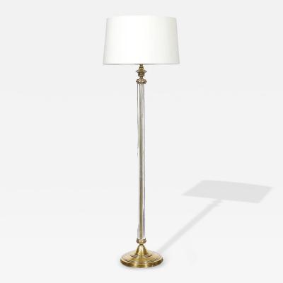Art Deco Fluted Glass Brass Floor Lamp