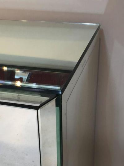 Art Deco French All Mirrored Bar Cabinet Revolving Door