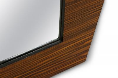 Art Deco French Cheval Wall Macassar Ebony Encased Zigzag Pentagon Mirror