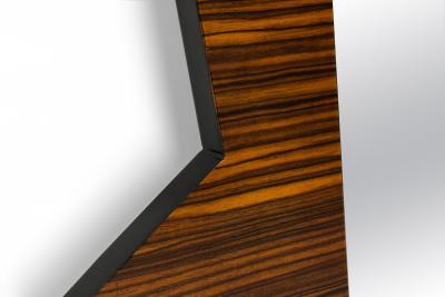 Art Deco French Cheval Wall Macassar Ebony Encased Zigzag Pentagon Mirror