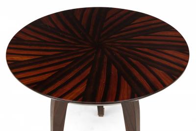 Art Deco French Circular Wooden End Side Table with Parquetry