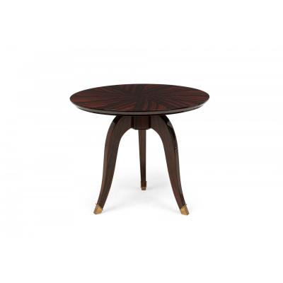 Art Deco French Circular Wooden End Side Table with Parquetry