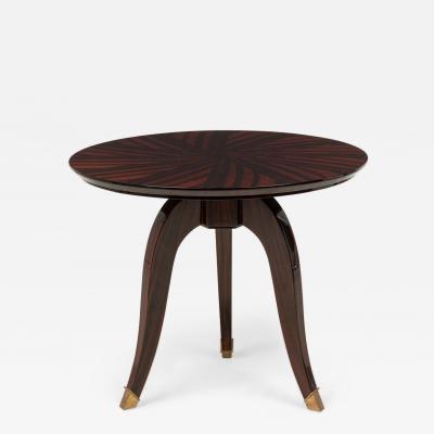 Art Deco French Circular Wooden End Side Table with Parquetry