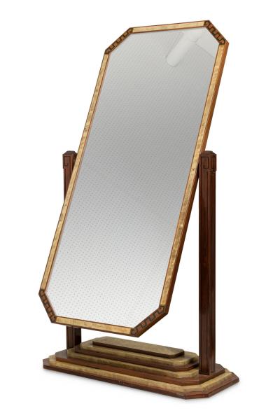 Art Deco French Shagreen and Rosewood Cheval Mirror
