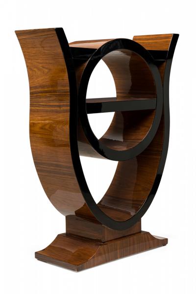 Art Deco French Wooden Console Table Etagere in a Shaped Organic Form