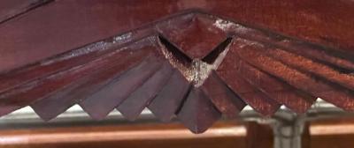 Art Deco Game Side Table with Zig Zag Carved Skirt and Legs Macassar