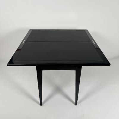 Art Deco Games Table Black Lacquer Red and Black leather France circa 1930