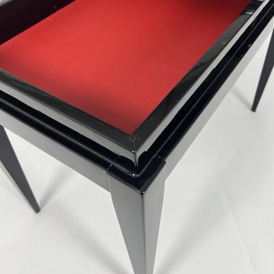 Art Deco Games Table Black Lacquer Red and Black leather France circa 1930