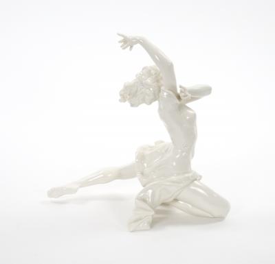 Art Deco German White Glazed Porcelain Dancing Figure Circa 1920s