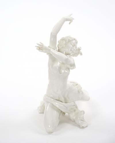 Art Deco German White Glazed Porcelain Dancing Figure Circa 1920s