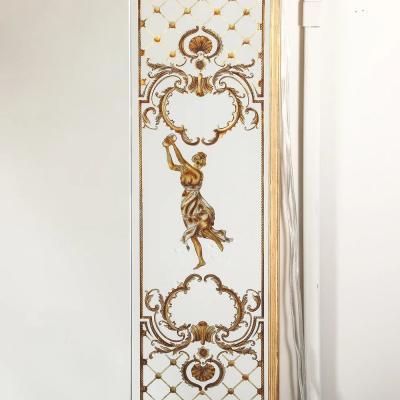Art Deco Giltwood Wall Mirror with Ornate Eglomise Border Mythological Motifs