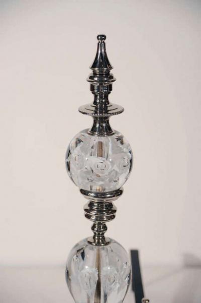 Art Deco Glass Nickel Andirons