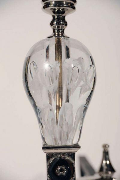 Art Deco Glass Nickel Andirons