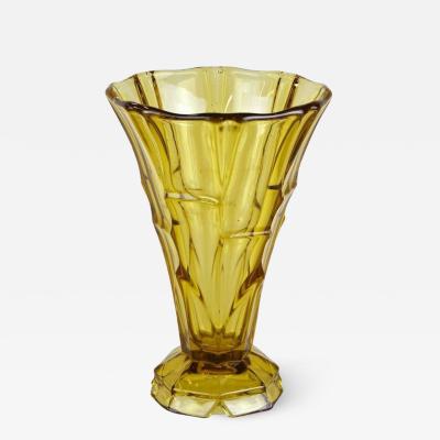 Art Deco Glass Vase Amber Colored Austria circa 1920