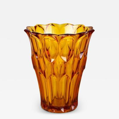 Art Deco Glass Vase Amber Colored Austria circa 1920