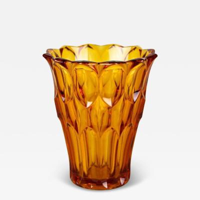Art Deco Glass Vase Amber Colored Austria circa 1920
