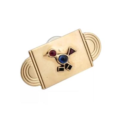 Art Deco Gold Ruby And Sapphire Pin Brooch