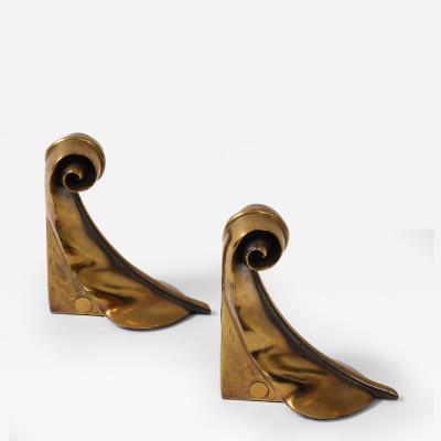 Art Deco Gold Washed Feather Bookends