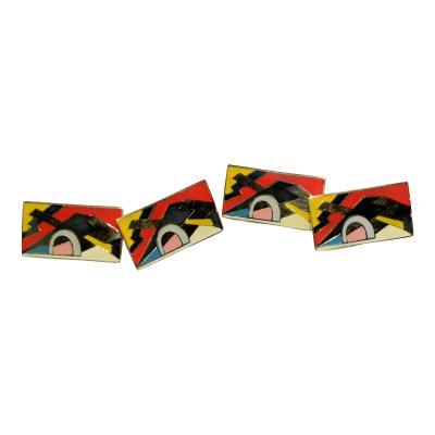 Art Deco Gold and Enamel Cufflinks France 1930