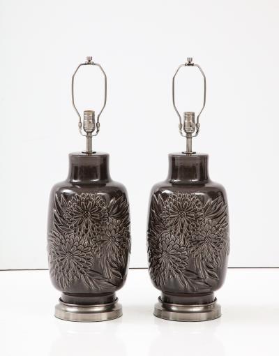 Art Deco Grey Chrysanthemum Lamps