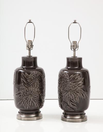 Art Deco Grey Chrysanthemum Lamps