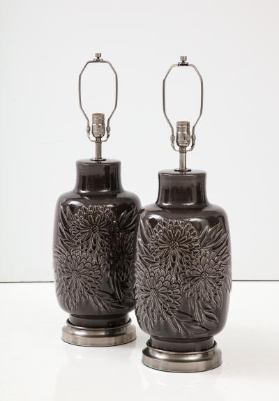 Art Deco Grey Chrysanthemum Lamps