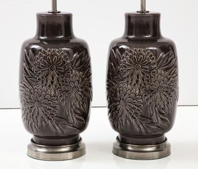 Art Deco Grey Chrysanthemum Lamps