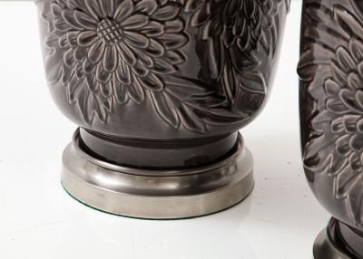 Art Deco Grey Chrysanthemum Lamps