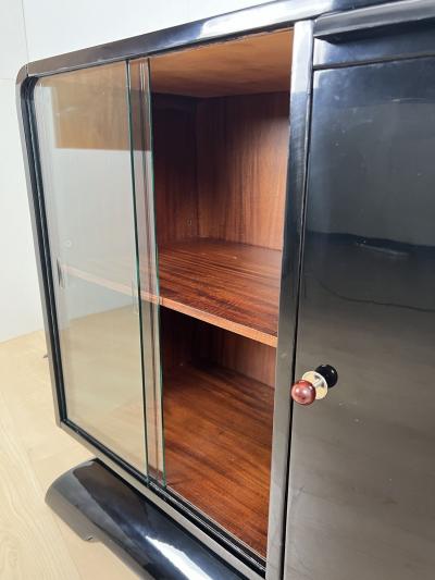 Art Deco Half Cabinet Black Lacquer Mahogany France circa 1930