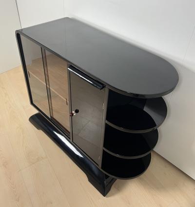 Art Deco Half Cabinet Black Lacquer Mahogany France circa 1930