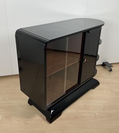 Art Deco Half Cabinet Black Lacquer Mahogany France circa 1930