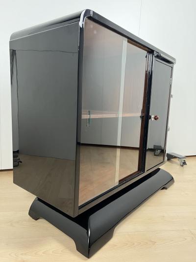 Art Deco Half Cabinet Black Lacquer Mahogany France circa 1930