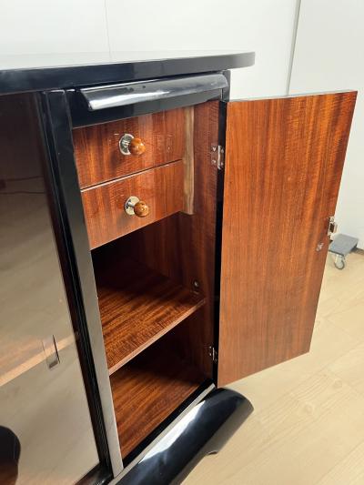 Art Deco Half Cabinet Black Lacquer Mahogany France circa 1930