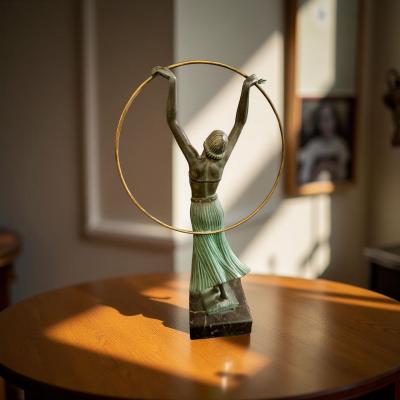 Art Deco Hoop Dancer by Charles Le Verrier Foundry Paris Circa 1930