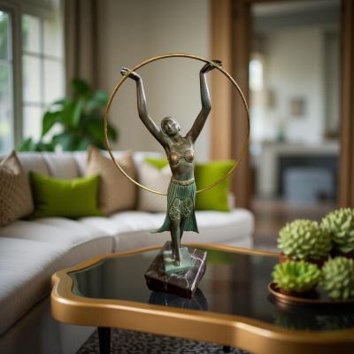 Art Deco Hoop Dancer by Charles Le Verrier Foundry Paris Circa 1930
