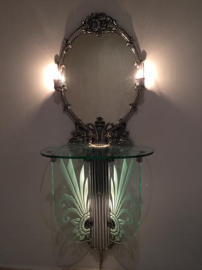Art Deco Illuminated Vanity Together Mirror with Stool Paramount Theater Boston