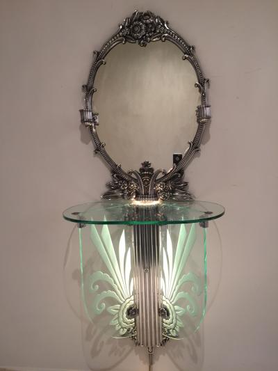 Art Deco Illuminated Vanity Together Mirror with Stool Paramount Theater Boston