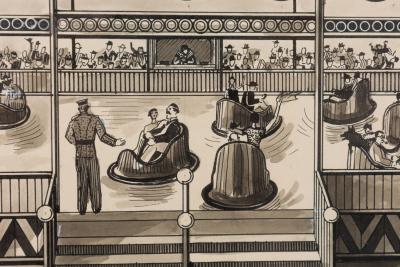 Art Deco Ink Amusement Park Drawing 3