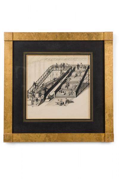 Art Deco Ink Amusement Park Drawing 4