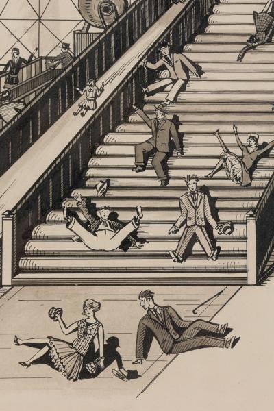 Art Deco Ink Amusement Park Drawing 4