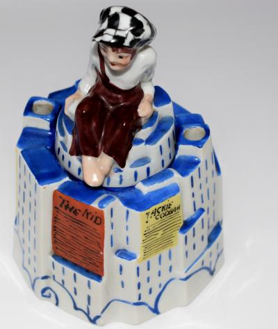Art Deco Inkwell Jackie Coogan The Kid Sitting On Skyscrapers