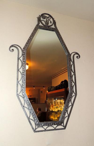 Art Deco Iron Marble Console With Matching Mirror