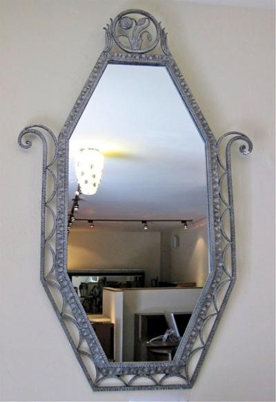 Art Deco Iron Marble Console With Matching Mirror