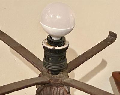 Art Deco Iron and Alabaster Table Lamp Pair