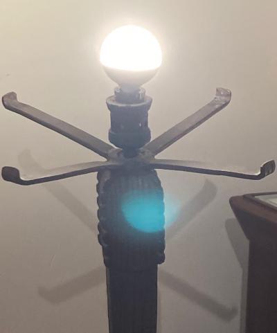 Art Deco Iron and Alabaster Table Lamp Pair