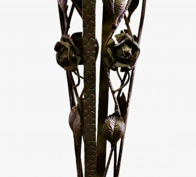 Art Deco Iron and Glass Chandelier Attributed to Mueller Freres