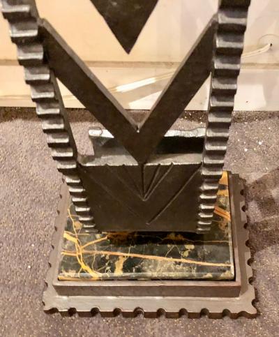 Art Deco Iron and Marble Grand Console Geometric French Style