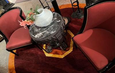 Art Deco Ironwork Coffee or Side Table with Black White Marble Top