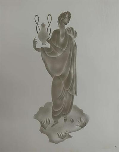 Art Deco Italian Bar with Neoclassical Figures